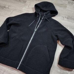 LULULEMON Wool So Sherpa Black Hooded Full Zip Jacket 10